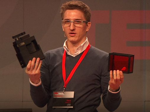 Click to play Klaus Stadlmann: The world's smallest 3D printer