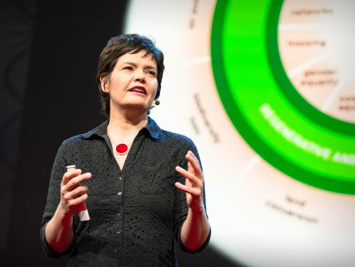 Click to play Kate Raworth: Terveen talouden tulisi olla suunniteltu kukoistamaan, ei kasvamaan